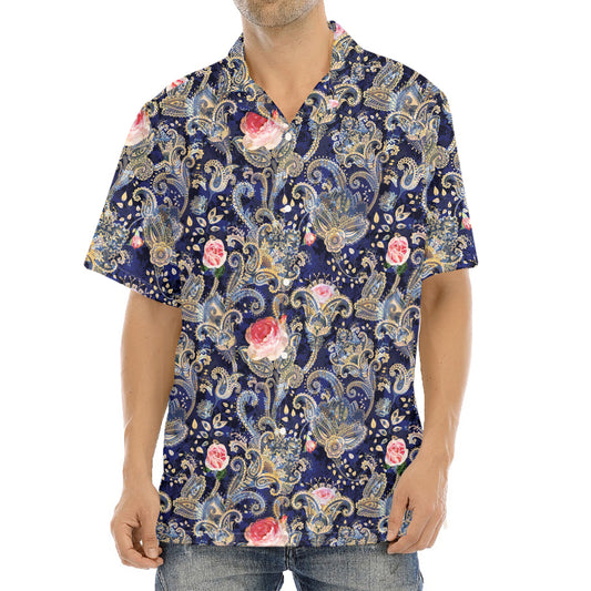 Indian Rose Paisley Pattern Print Aloha Shirt