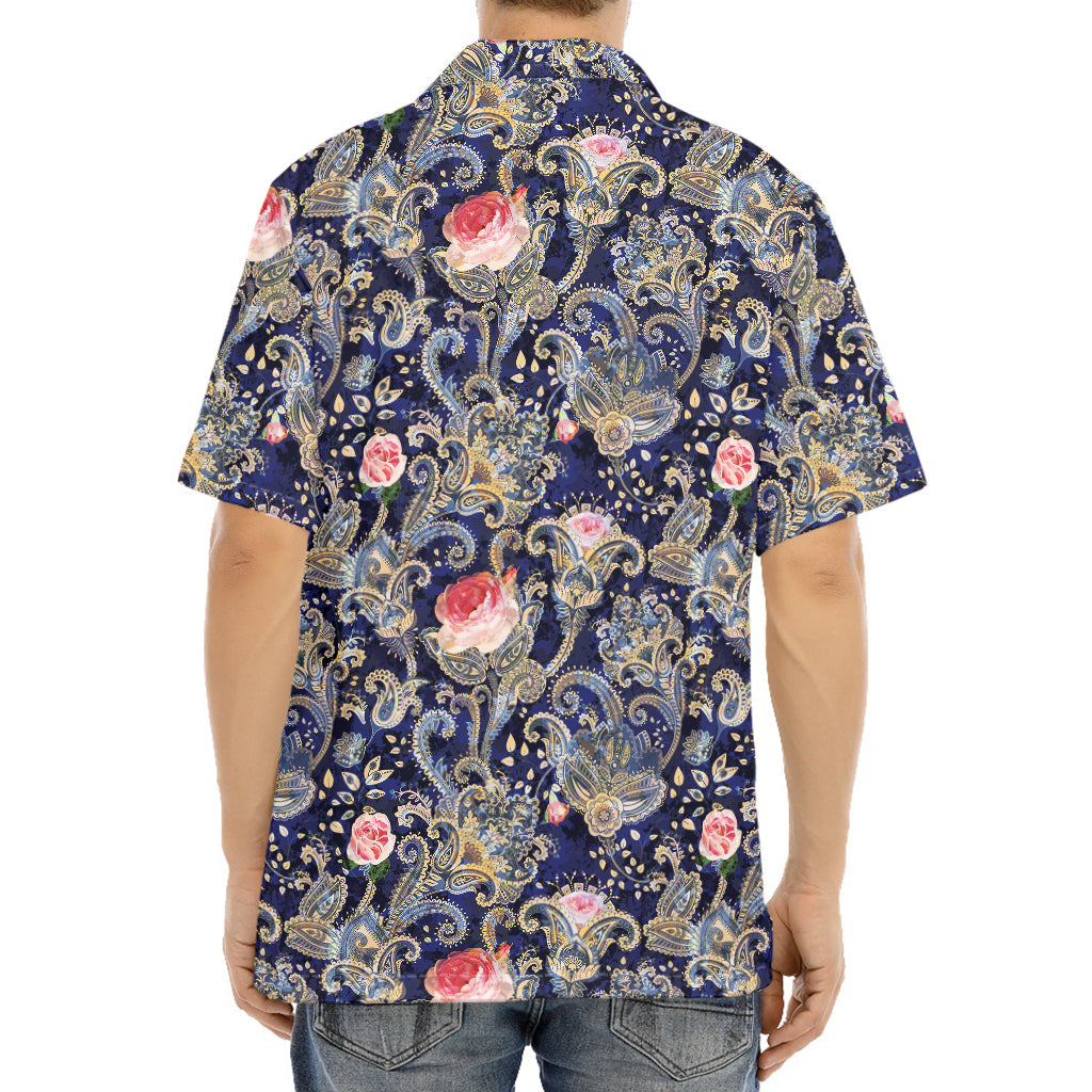 Indian Rose Paisley Pattern Print Aloha Shirt