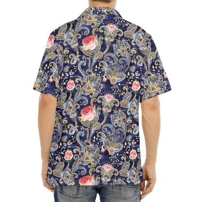 Indian Rose Paisley Pattern Print Aloha Shirt