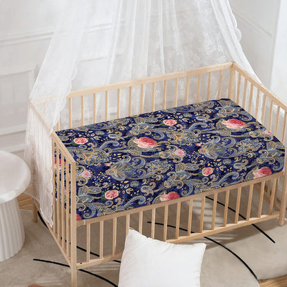 Indian Rose Paisley Pattern Print Baby Crib Sheet