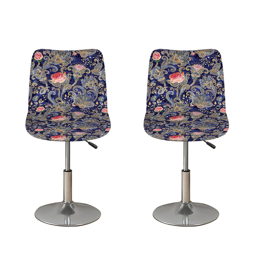 Indian Rose Paisley Pattern Print Bar Stool Covers