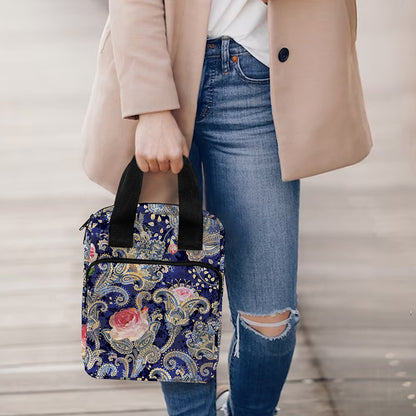 Indian Rose Paisley Pattern Print Bible Tote Bag