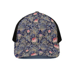 Indian Rose Paisley Pattern Print Black Mesh Trucker Cap