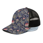 Indian Rose Paisley Pattern Print Black Mesh Trucker Cap
