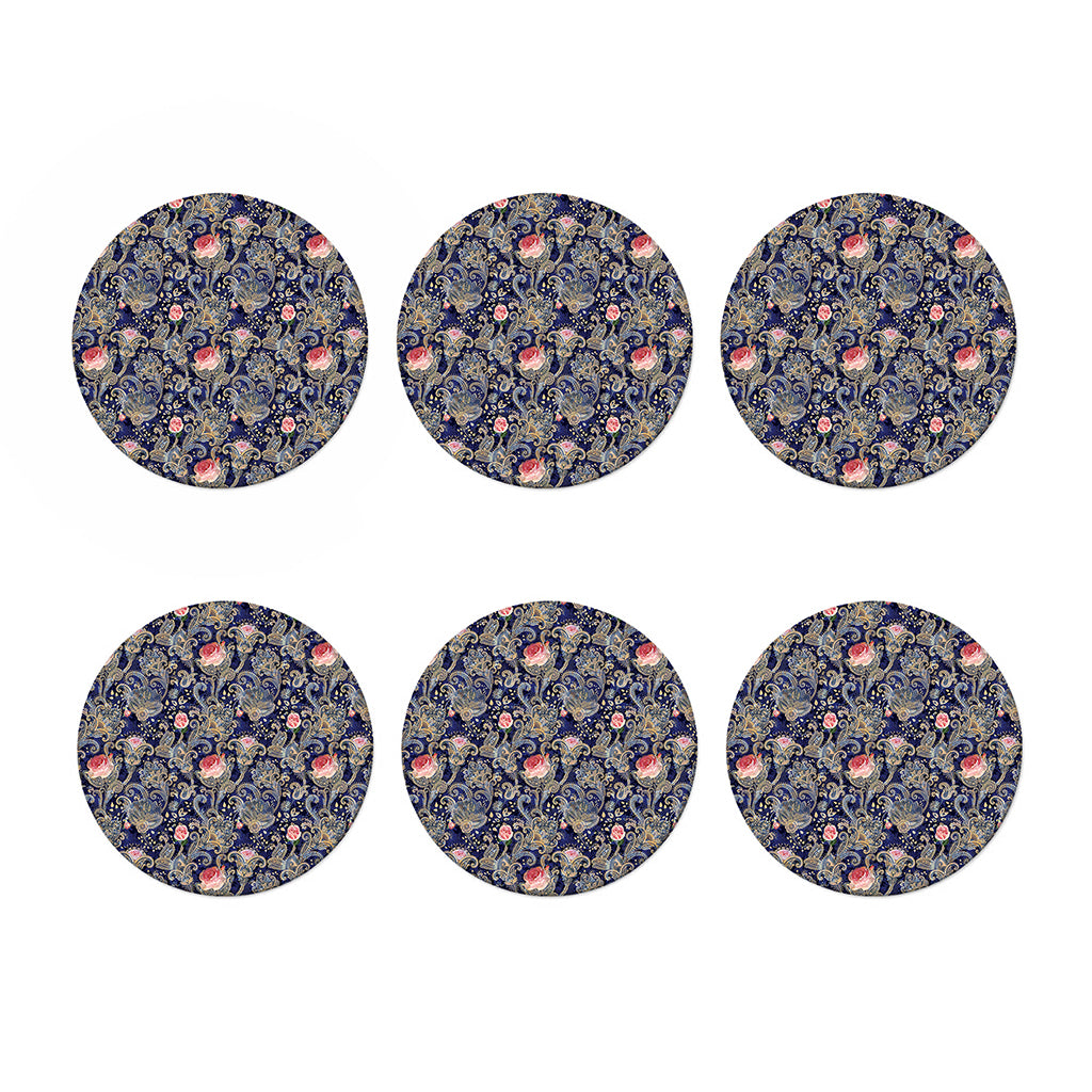 Indian Rose Paisley Pattern Print Coaster Set