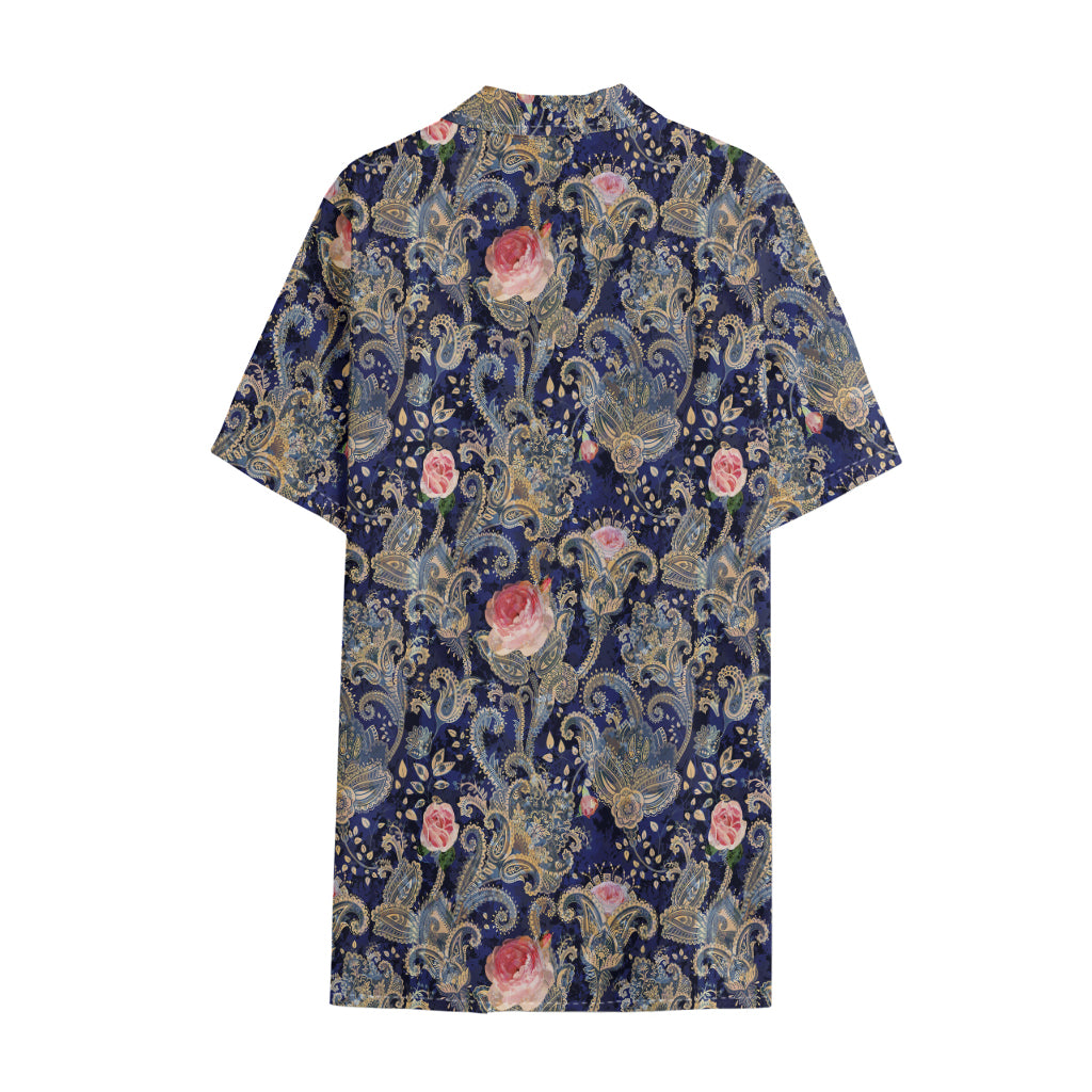 Indian Rose Paisley Pattern Print Cotton Hawaiian Shirt