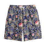 Indian Rose Paisley Pattern Print Cotton Shorts