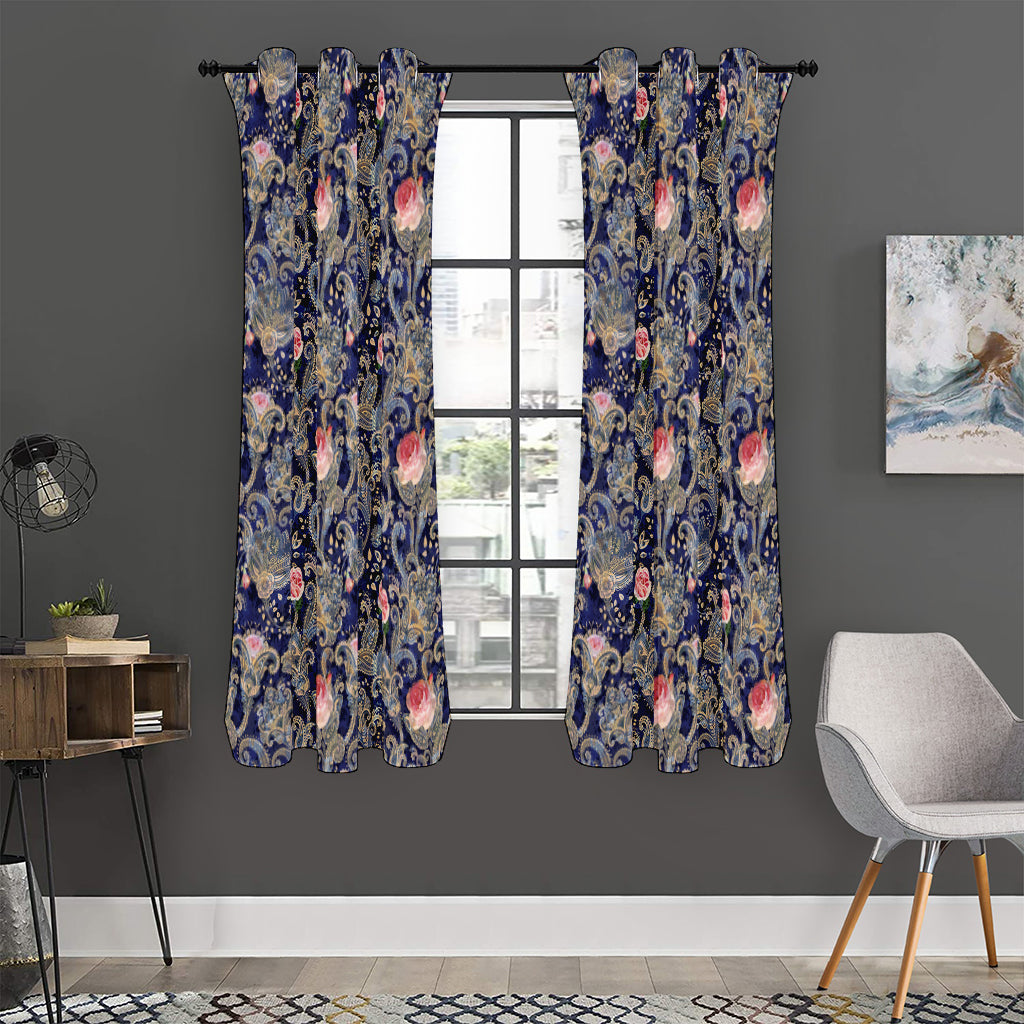Indian Rose Paisley Pattern Print Curtain