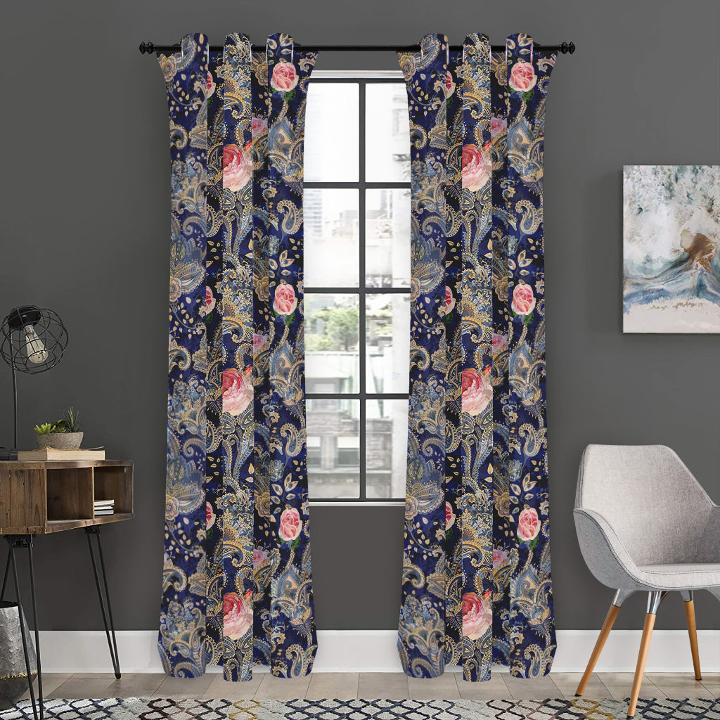 Indian Rose Paisley Pattern Print Curtain