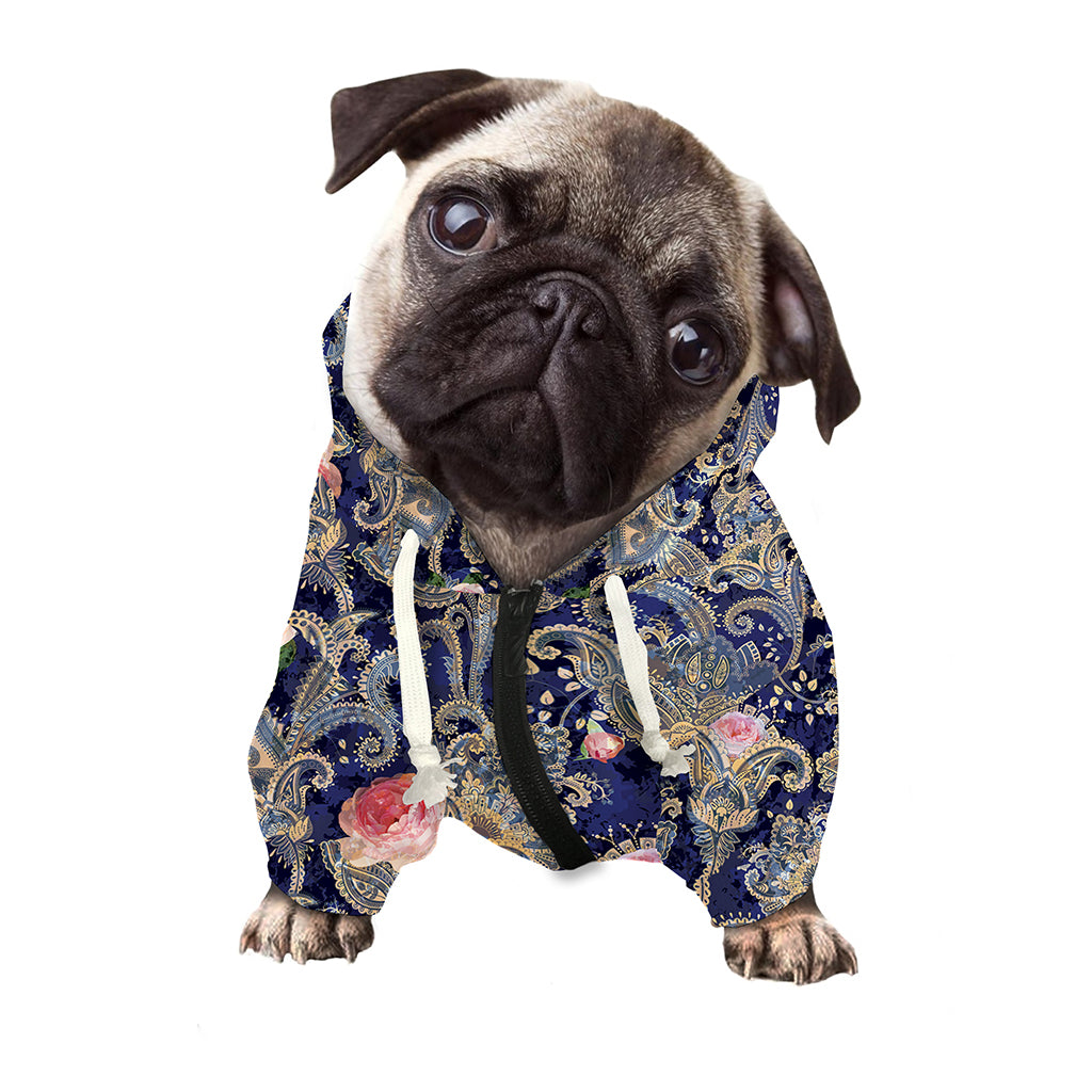 Indian Rose Paisley Pattern Print Dog Zip Up Hoodie