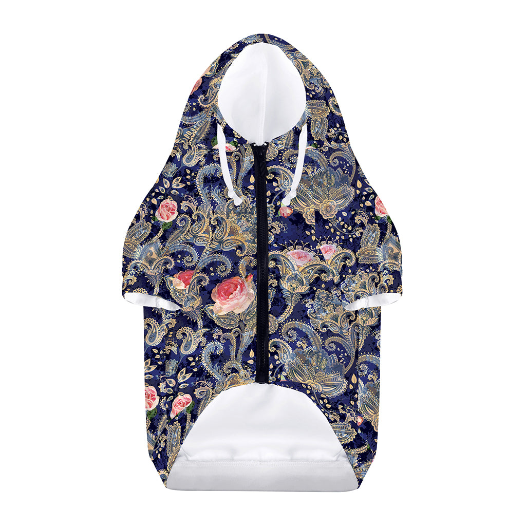 Indian Rose Paisley Pattern Print Dog Zip Up Hoodie