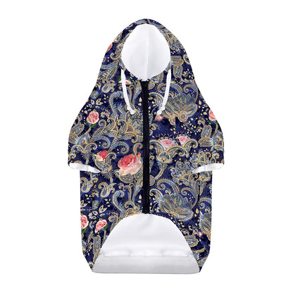 Indian Rose Paisley Pattern Print Dog Zip Up Hoodie