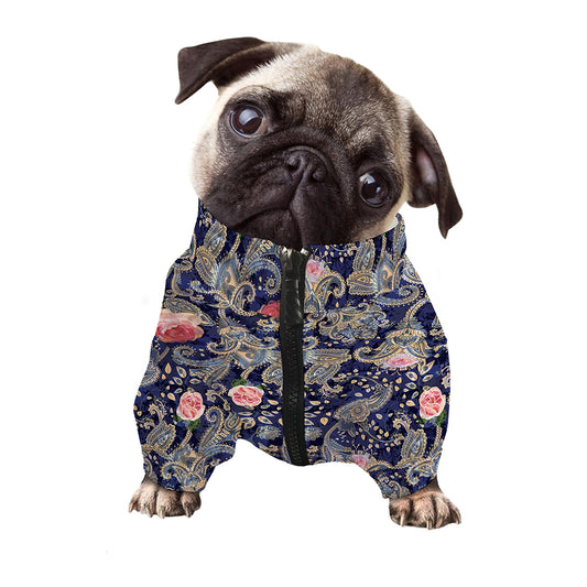 Indian Rose Paisley Pattern Print Dog Zip Up Jacket