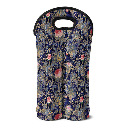 Indian Rose Paisley Pattern Print Double Neoprene Wine Tote