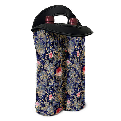 Indian Rose Paisley Pattern Print Double Neoprene Wine Tote