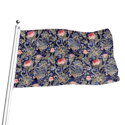 Indian Rose Paisley Pattern Print Flag
