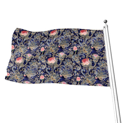 Indian Rose Paisley Pattern Print Flag