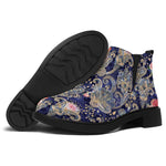 Indian Rose Paisley Pattern Print Flat Ankle Boots