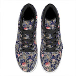 Indian Rose Paisley Pattern Print High Top Leather Sneakers