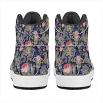 Indian Rose Paisley Pattern Print High Top Leather Sneakers