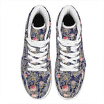 Indian Rose Paisley Pattern Print High Top Leather Sneakers