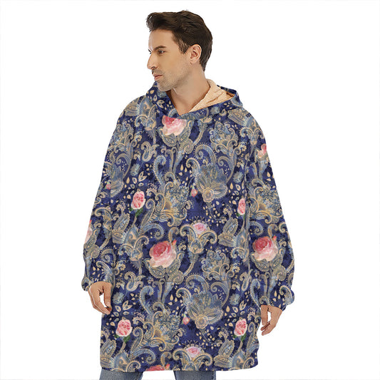 Indian Rose Paisley Pattern Print Hoodie Blanket