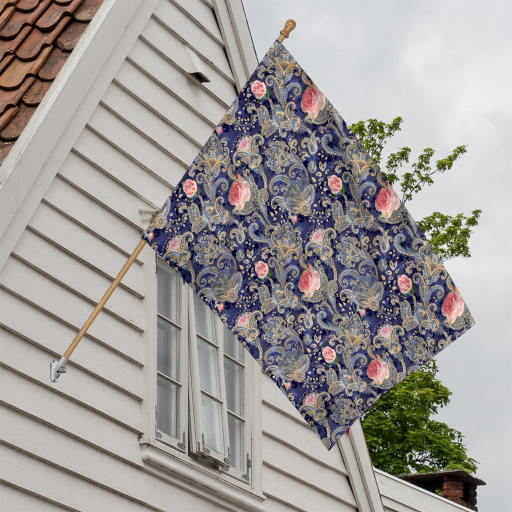 Indian Rose Paisley Pattern Print House Flag