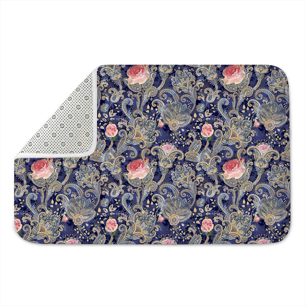 Indian Rose Paisley Pattern Print Indoor Door Mat