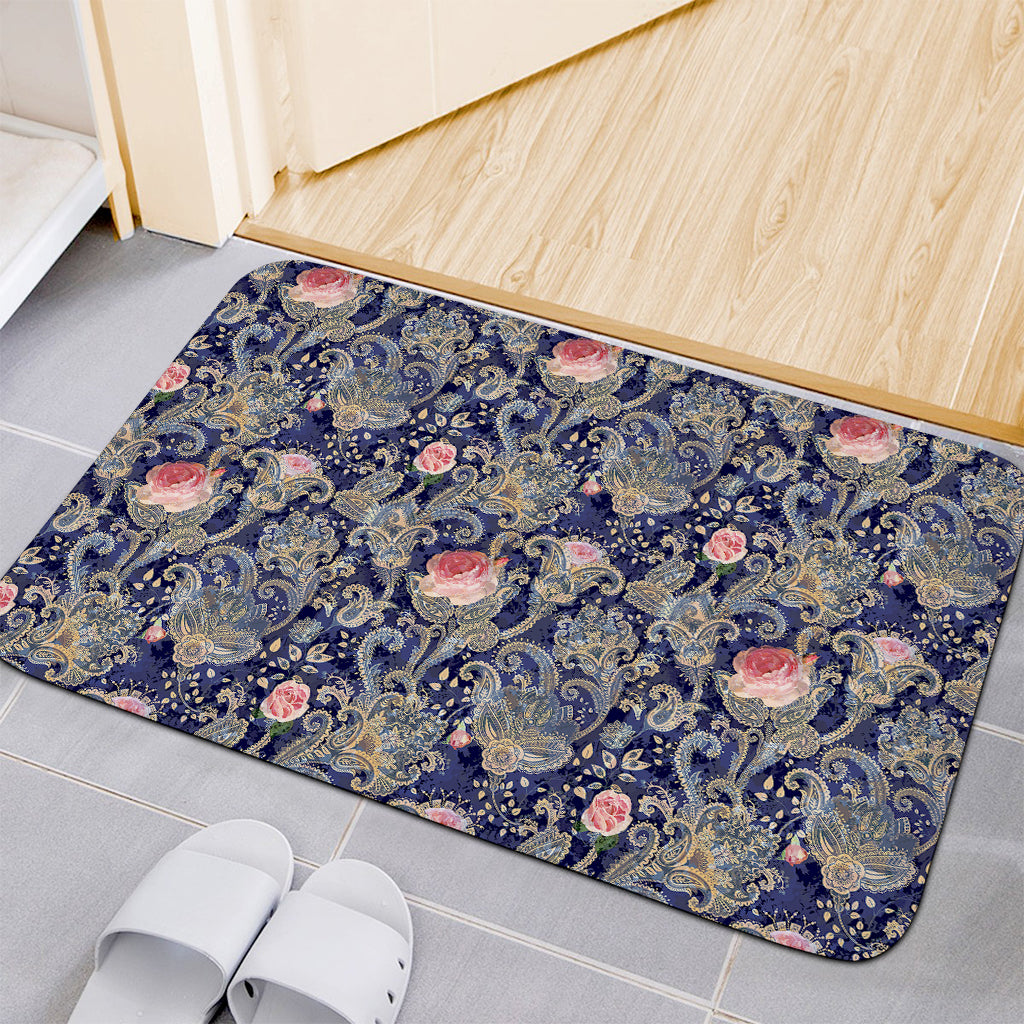 Indian Rose Paisley Pattern Print Indoor Door Mat