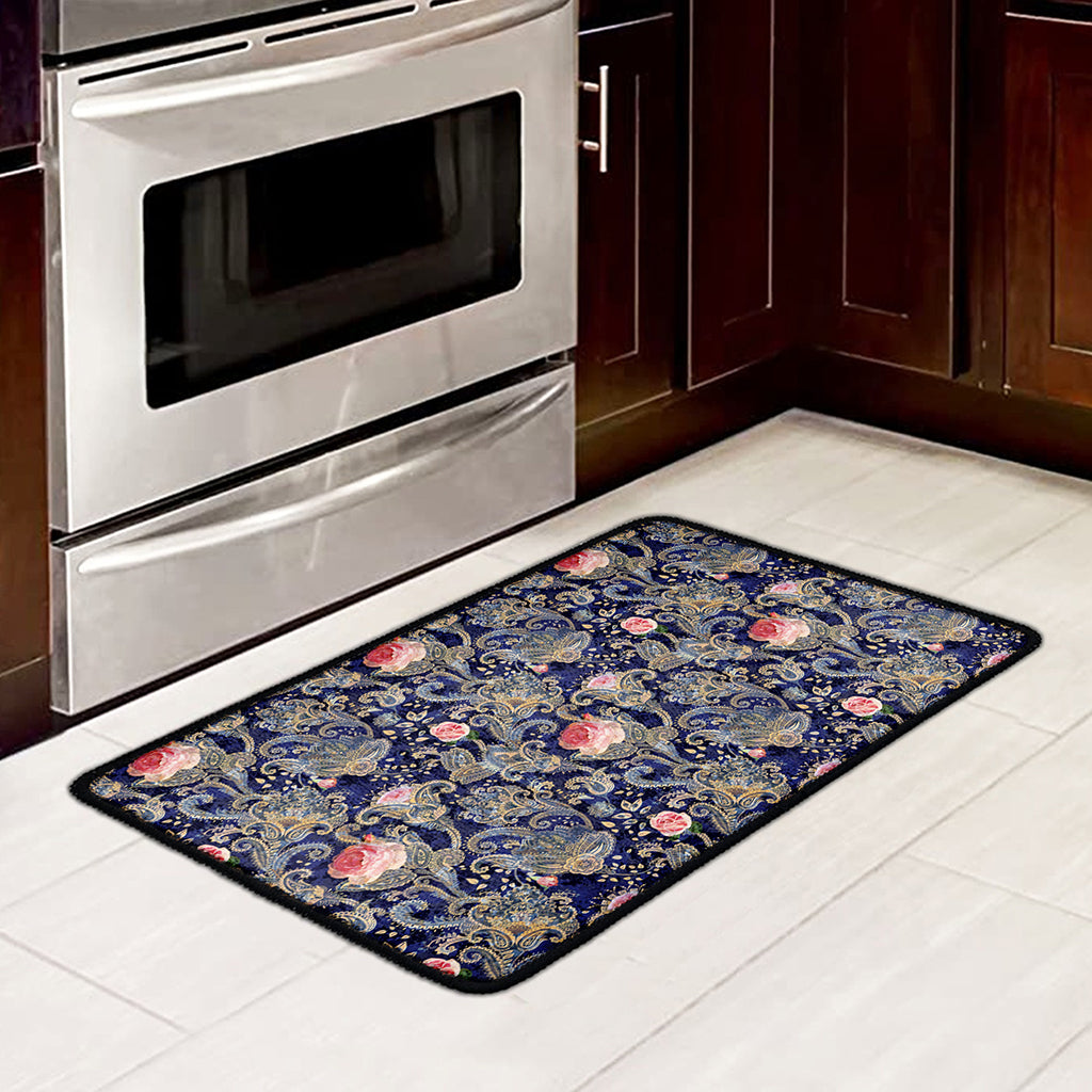 Indian Rose Paisley Pattern Print Kitchen Mat