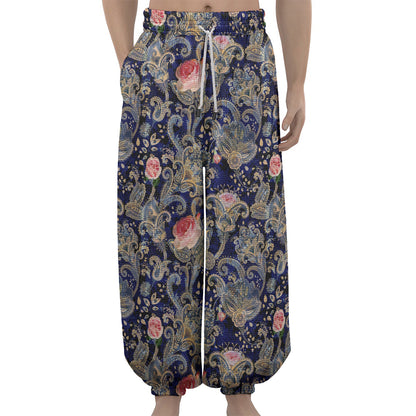 Indian Rose Paisley Pattern Print Lantern Pants