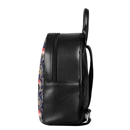 Indian Rose Paisley Pattern Print Leather Backpack