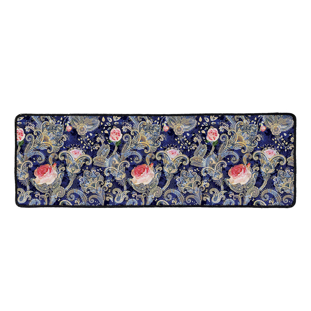 Indian Rose Paisley Pattern Print Long Kitchen Mat