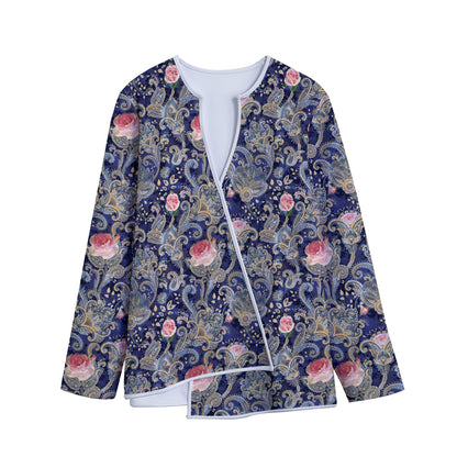 Indian Rose Paisley Pattern Print Long Sleeve Short Coat