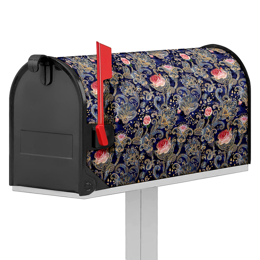 Indian Rose Paisley Pattern Print Mailbox Cover