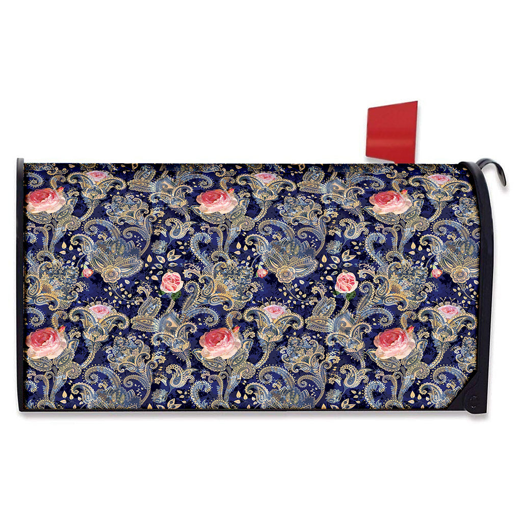 Indian Rose Paisley Pattern Print Mailbox Cover