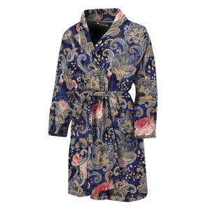 Indian Rose Paisley Pattern Print Men's Bathrobe