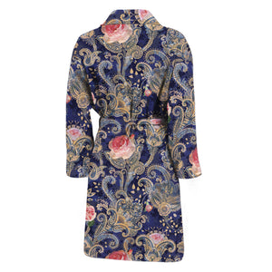 Indian Rose Paisley Pattern Print Men's Bathrobe