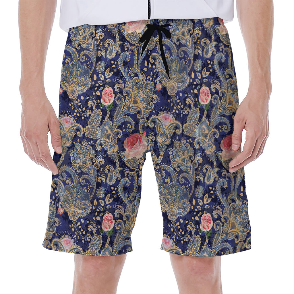 Indian Rose Paisley Pattern Print Men's Beach Shorts