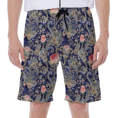 Indian Rose Paisley Pattern Print Men's Beach Shorts