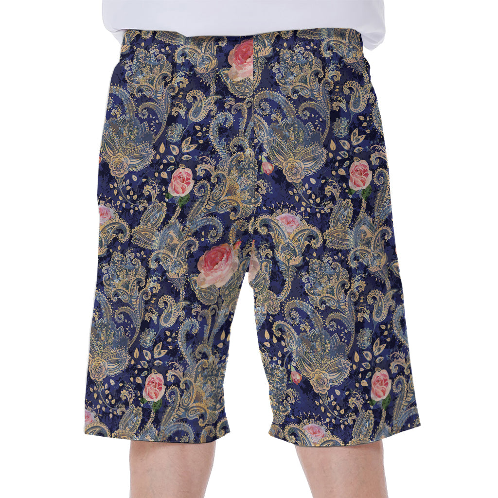 Indian Rose Paisley Pattern Print Men's Beach Shorts