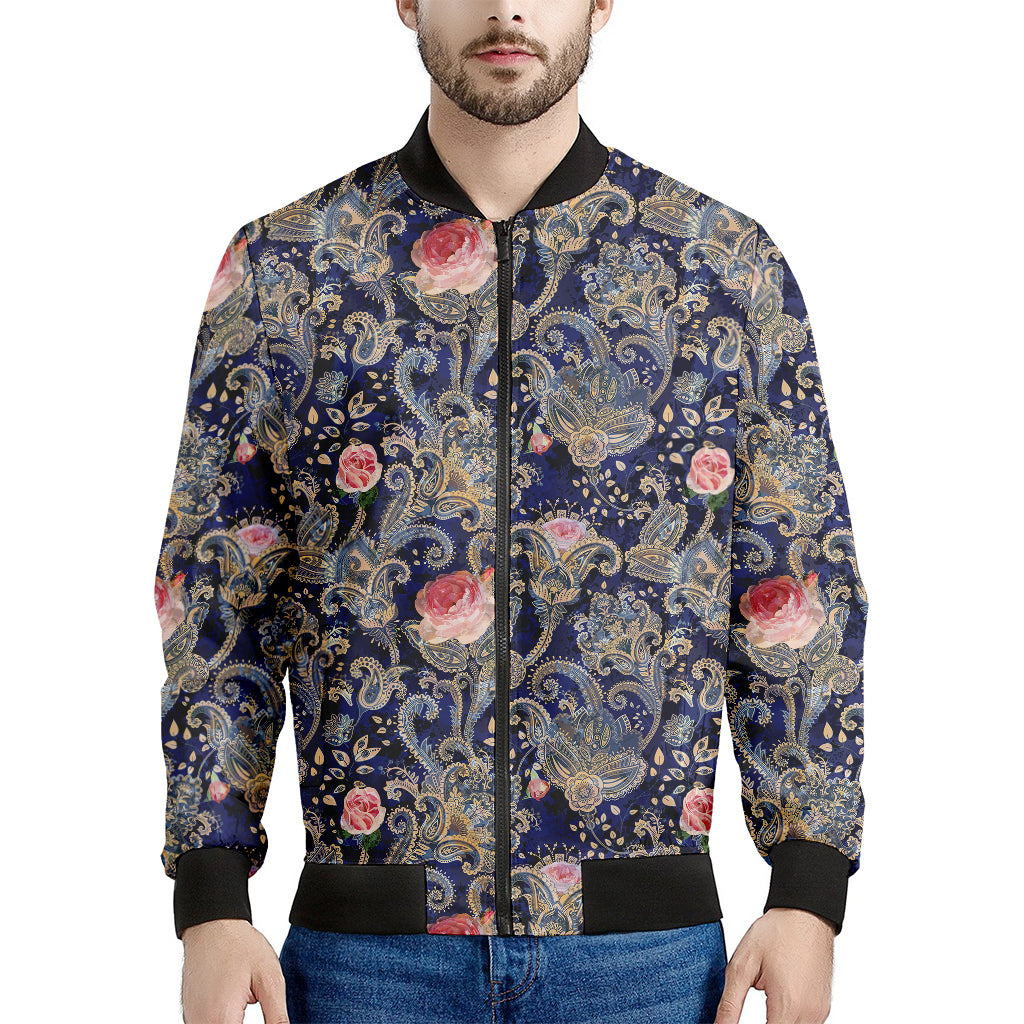 Indian Rose Paisley Pattern Print Men's Bomber Jacket