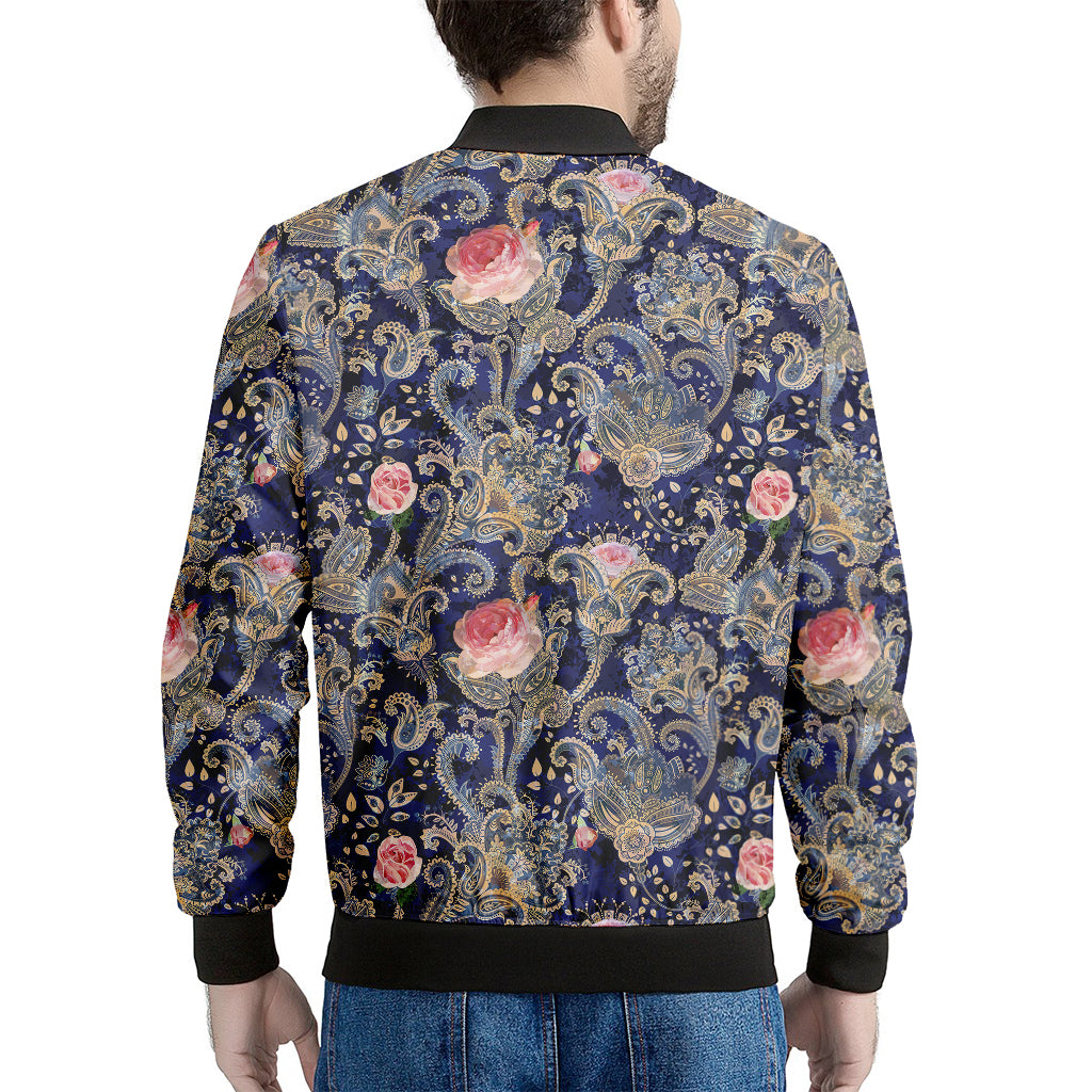 Indian Rose Paisley Pattern Print Men's Bomber Jacket