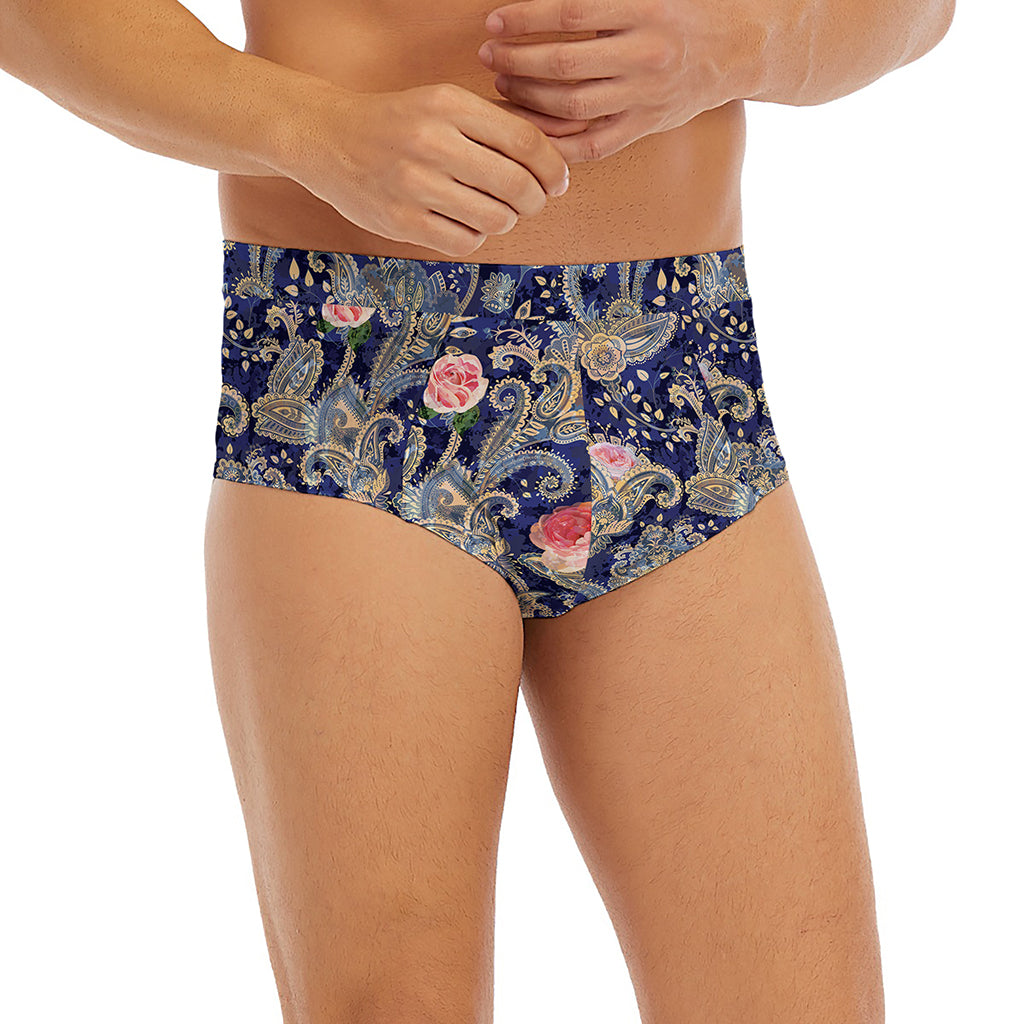 Indian Rose Paisley Pattern Print Men's Briefs