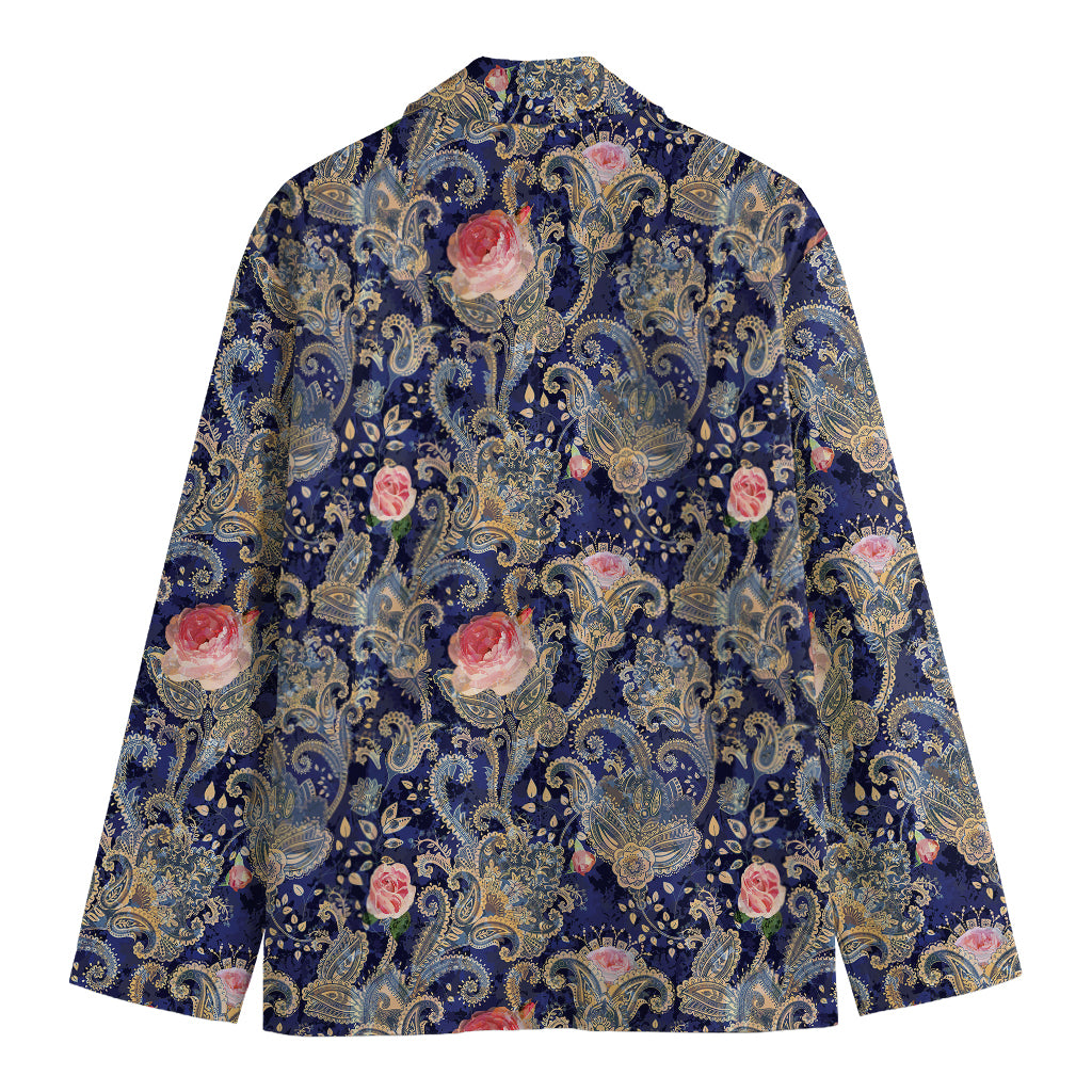 Indian Rose Paisley Pattern Print Men's Cotton Blazer