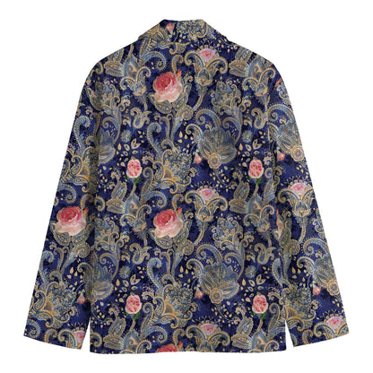 Indian Rose Paisley Pattern Print Men's Cotton Blazer