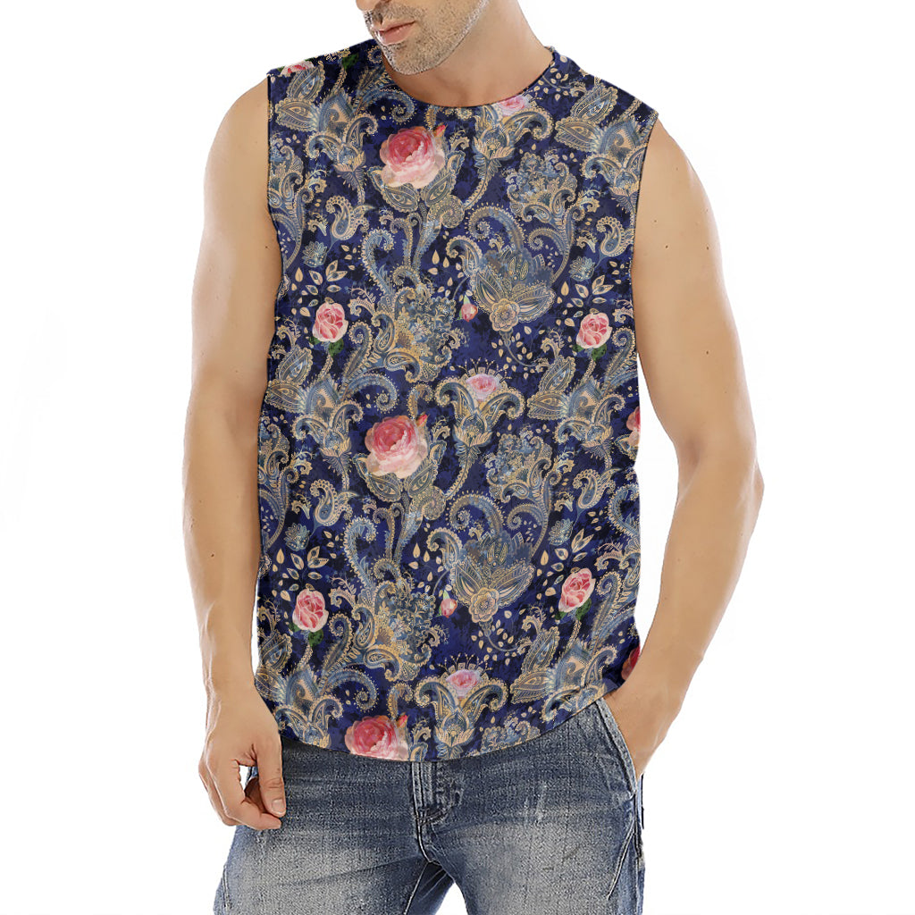 Indian Rose Paisley Pattern Print Men's Fitness Tank Top