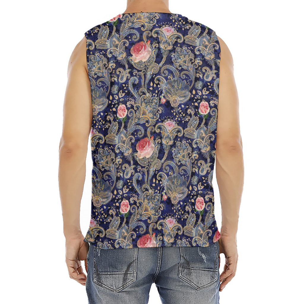 Indian Rose Paisley Pattern Print Men's Fitness Tank Top