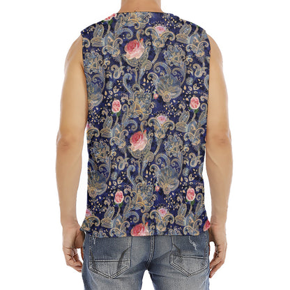 Indian Rose Paisley Pattern Print Men's Fitness Tank Top