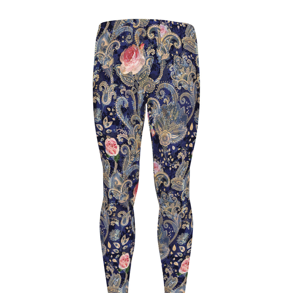 Indian Rose Paisley Pattern Print Men's leggings